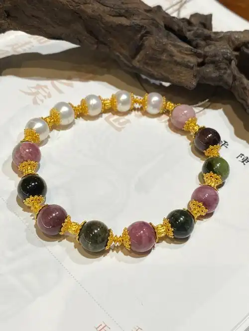 珍珠碧玺手串