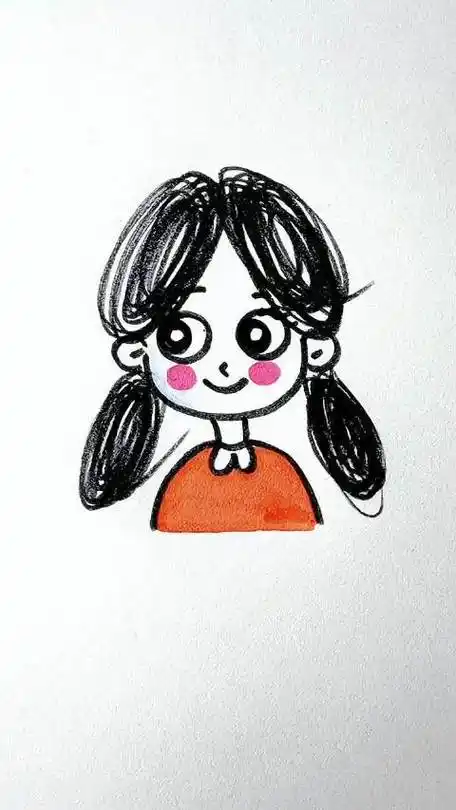 四团乱线就可以画小女孩,超级简单,三岁小朋友都能学会#简笔画#女生穿