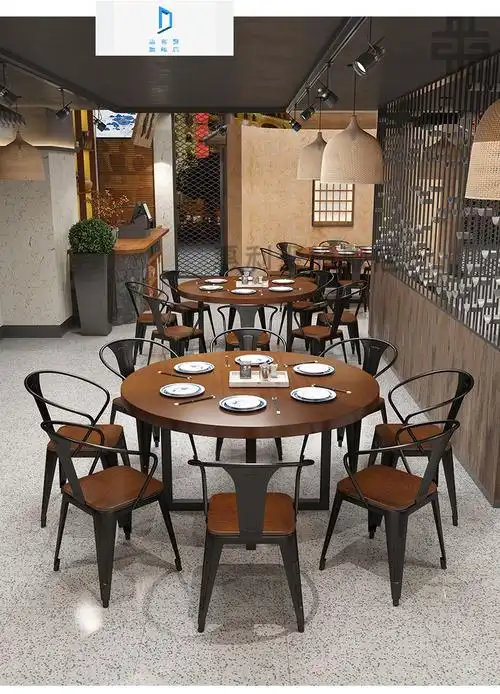 喜奇隆 圆形餐桌美式饭馆酒店大圆桌家用餐厅吃饭桌 单桌直径180cm高