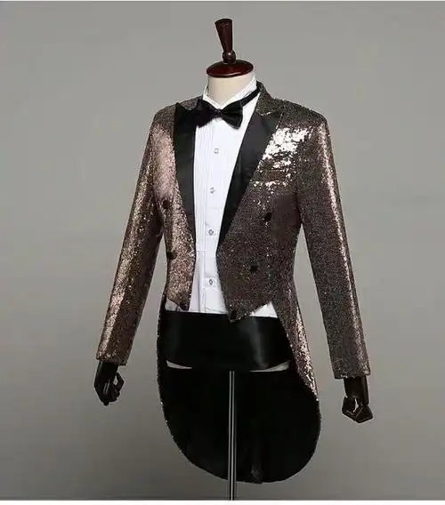 牧游侠 闪亮片燕尾服礼服男装西服上衣舞台演出服魔术表演晚会歌手