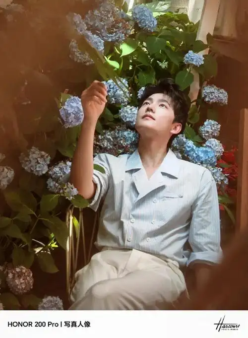 被绣球花包围的杨洋##杨洋的照片里装满了夏天