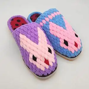 拖鞋小兔子拖鞋图样手工编织diy材料包非成品钩拖鞋的线钩鞋毛线拖鞋