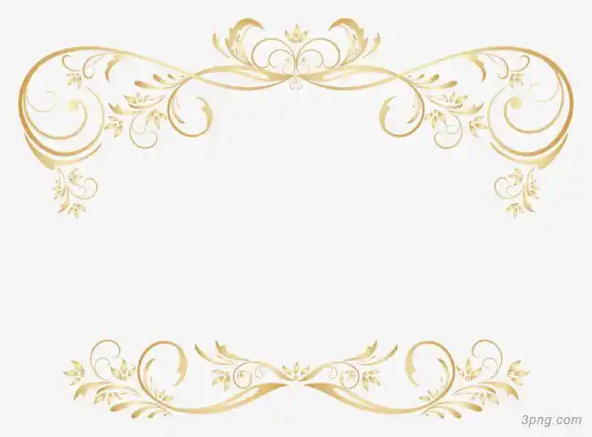 金色欧式花纹png素材透明免抠图片-边框纹理
