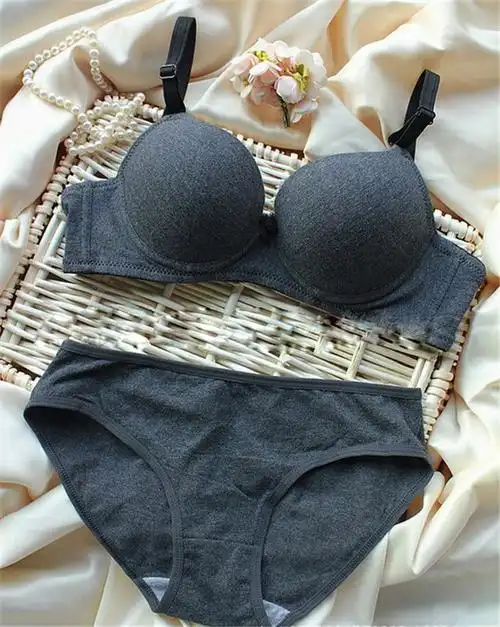 纯棉日系少女学生内衣聚拢薄款文胸甜美透气小胸文胸套装_7折现价29.