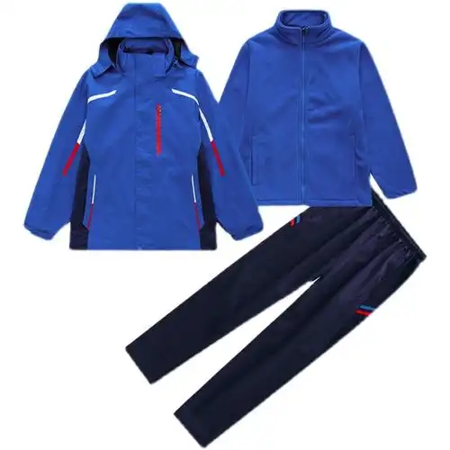 秋冬季小学生儿童冲锋校服套装男女女同款高中班运动套装