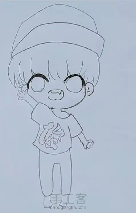 泠手绘【临摹】萌萌哒小凯 第3步