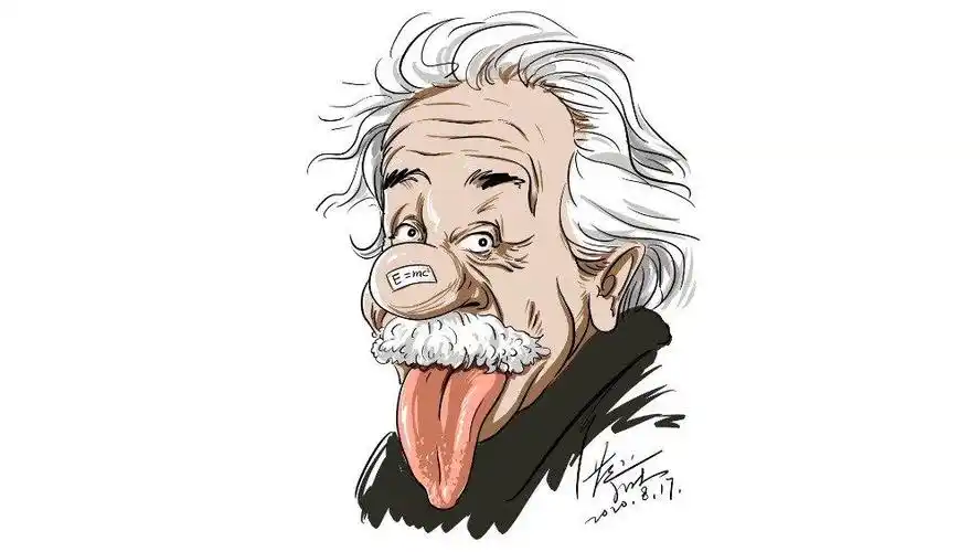 漫画人像:调皮的爱因斯坦