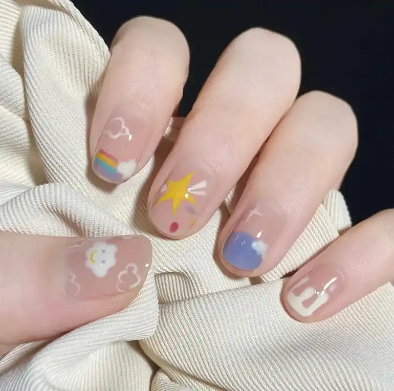 春夏手绘美甲78 清新感满满,可爱少女心美甲 少女心爆棚 美甲 - 抖