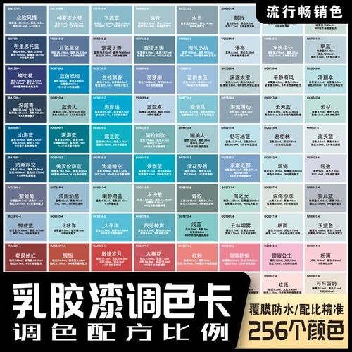 乳胶漆调色卡配方比例内外墙水性涂料油漆色浆搭配上色参考表通用