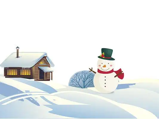 彩色卡通手绘冬天冬季雪景雪地雪人元素png素材