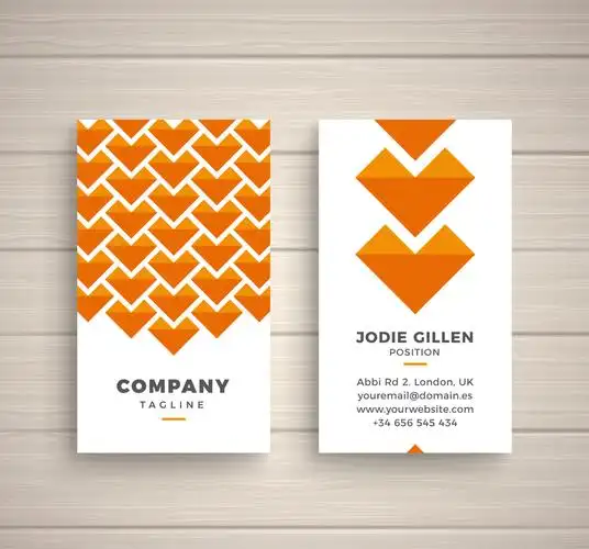 时尚橙色商务名片正反面矢量素材_广告设计_懒人图库