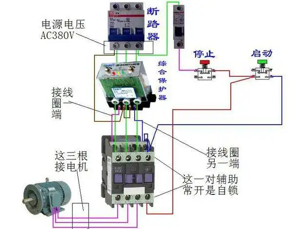 今天大兰电机厂家告诉大家三相油泵电机的保护器是如何接线的.