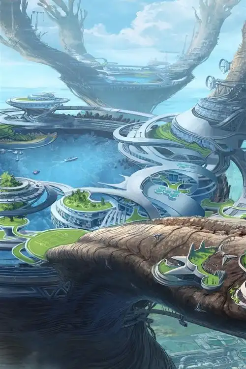 壁纸 幻想世界,未来风格,城市,湖泊,创意设计 3840x2160 uhd 4k 高清