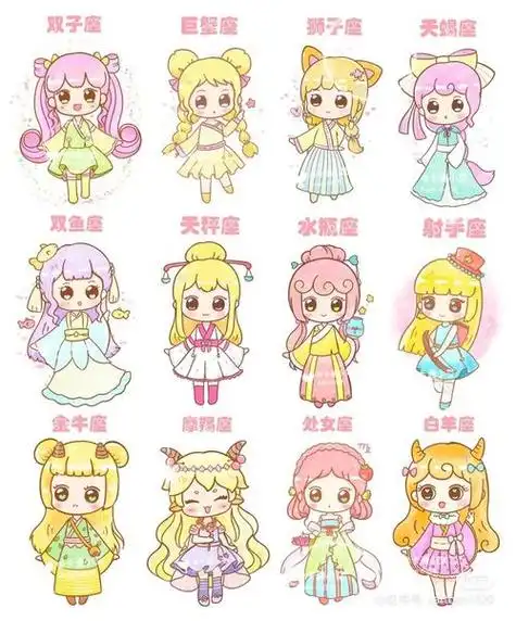 星座简笔画和手帐图标简笔画星座手帐人文绘画可爱卡通十二星座简笔画