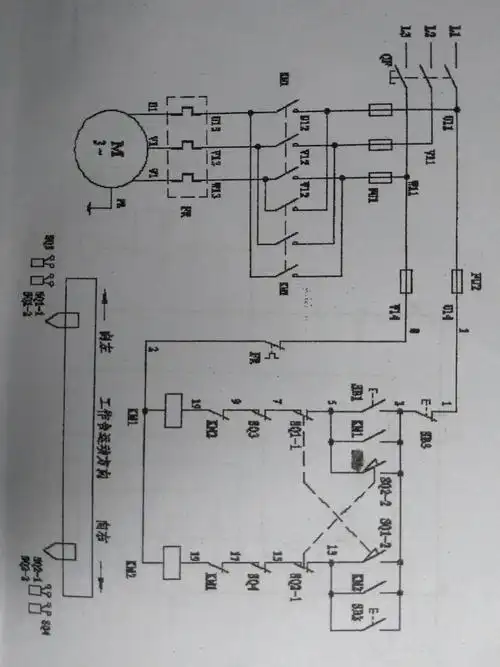 这张电路图中,假如km1得电电机运转,按住sq3时电机停转,那么松开sq3后