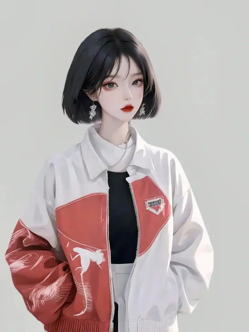 头像壁纸潮图.#创作灵感 短发女孩,再配上这拽酷拽酷的穿搭, - 抖音