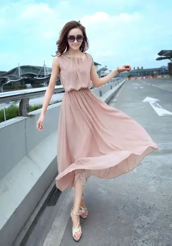 波西米亚雪纺连衣裙