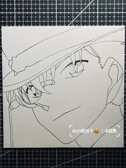 手绘怪盗基德附线稿过程