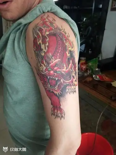 本店恢复后作品"火麒麟"_纹身图案手稿图片_周龙的纹身作品集
