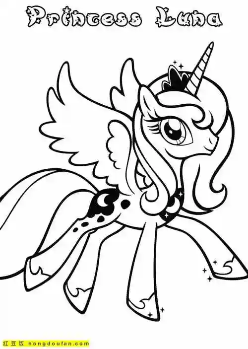10张戴着皇冠的小公主和独角兽卡通涂色简笔画