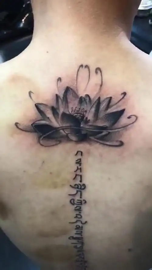 后背莲花纹身图案梵文纹身图案已完成视频