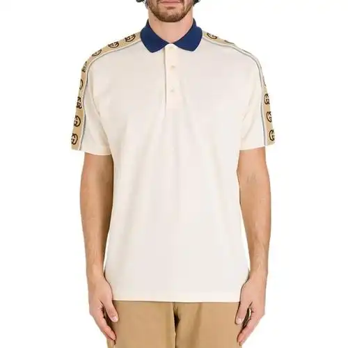 gucci古驰t恤短袖男女同款翻领短袖polo衫双g交扣条纹t恤短袖代购预售