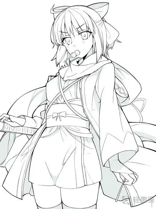 一说起外国的动漫人物线稿黑白动漫素材手绘插画绘画动漫人物简笔画