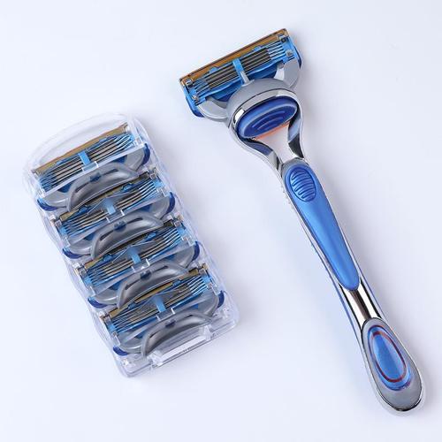 通用五层刀片手动刮胡刀剃须刀刀片男士老式刮胡子刮毛刀刀头刀架