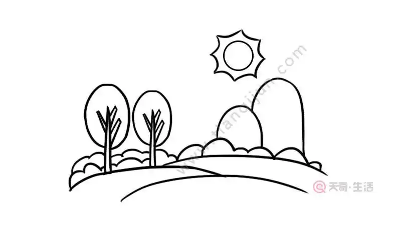 山水风景图片简笔画