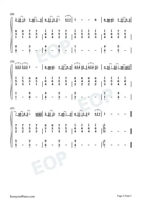 勇气弹唱版双手简谱预览3
