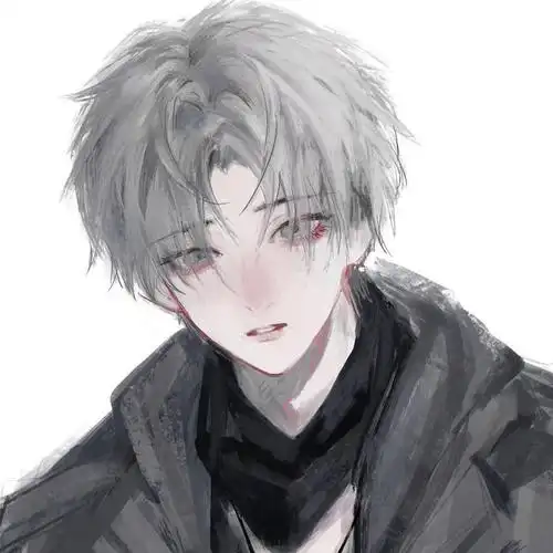 冷酷风白发男动漫人物头像