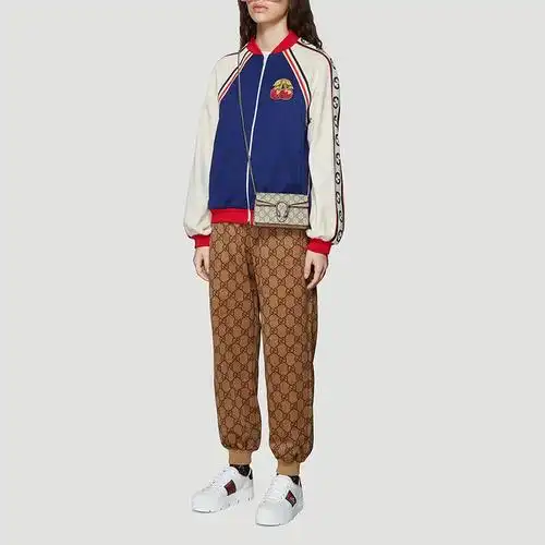 gucci/古驰 19年秋冬 服装 棒球服 女性 胸标 拼色 蓝色 女士夹克