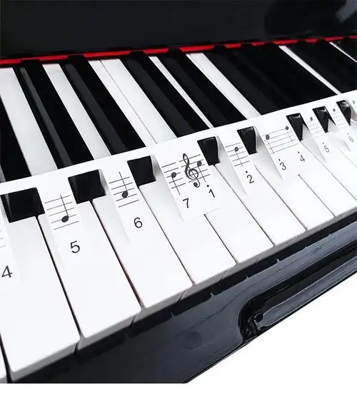 琴童宝88键钢琴键盘音符贴纸电钢琴电子琴琴键贴五线谱简谱防水音标符