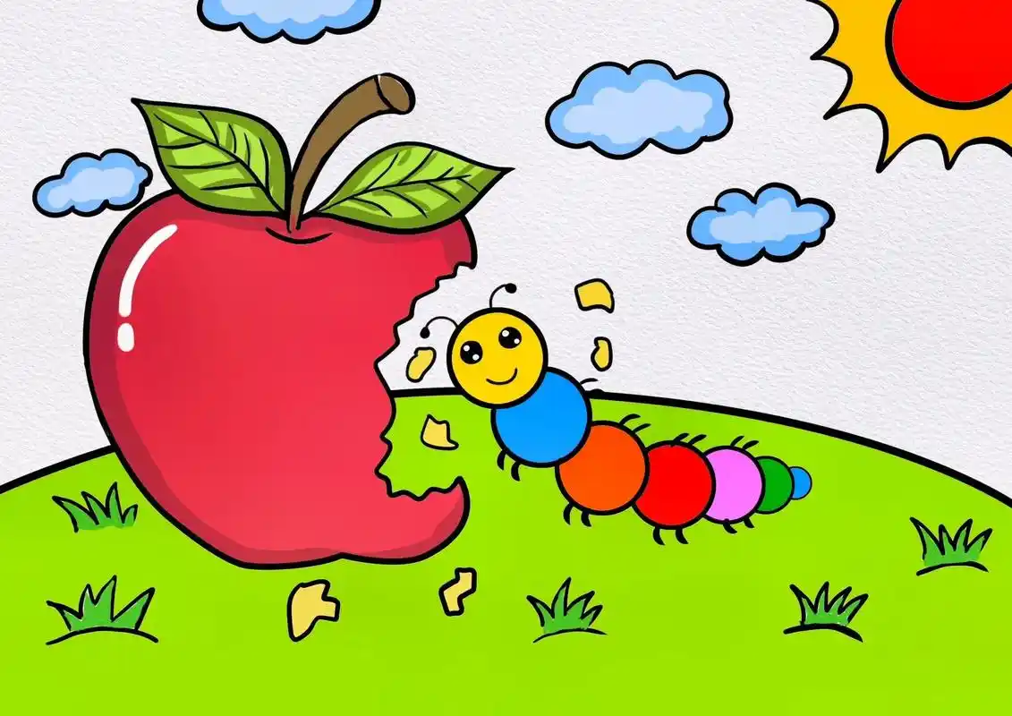 水果儿童简笔画,苹果儿童画.