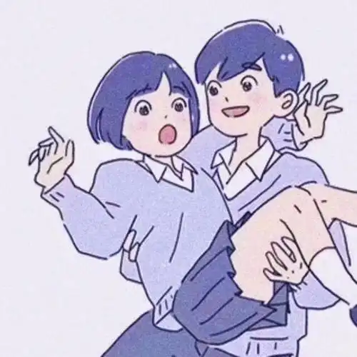 微信最火好看的手绘情侣头像两张一组