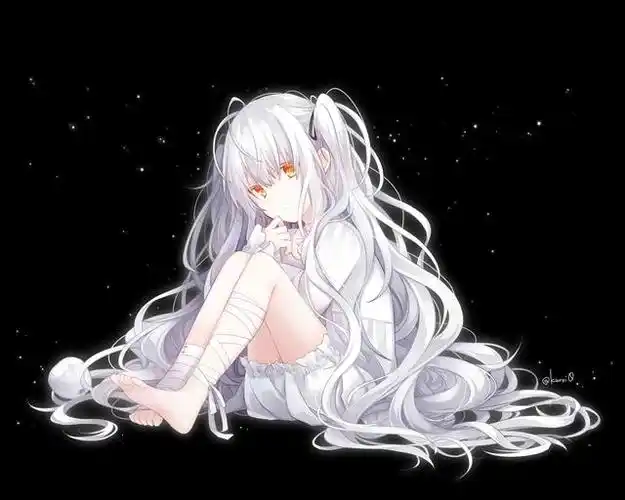 白发魔头?不是,这是精选日漫二次元插画师手绘的白发美少女壁纸