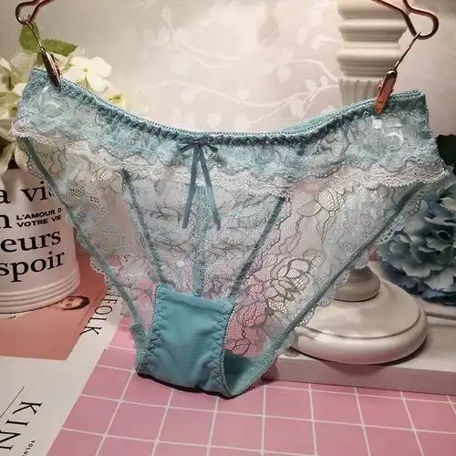 维多利亚内裤女透明火辣蕾丝微透女士内裤性感纯棉档三角裤女