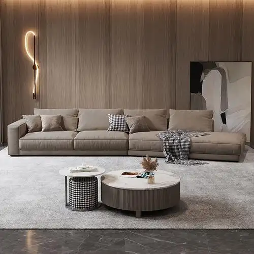 梵宜现代简约意式轻奢异形转角沙发baxter羽绒布艺沙发客厅家具