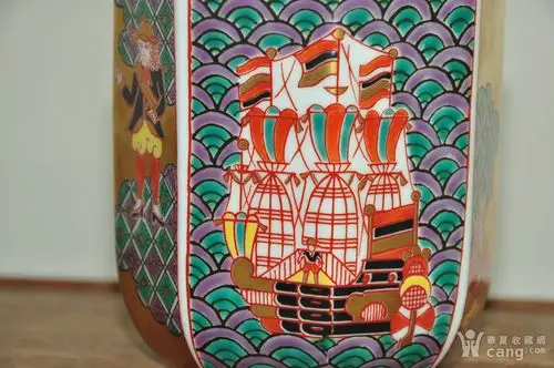 林九郎作品粉彩八角瓷杯