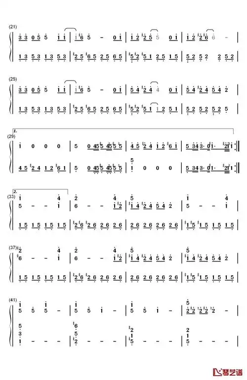 舞娘钢琴简谱-数字双手-蔡依林2