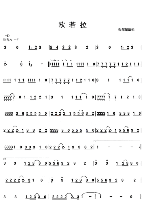 欧若拉(古筝谱)(简谱) 鹿鸣音乐网