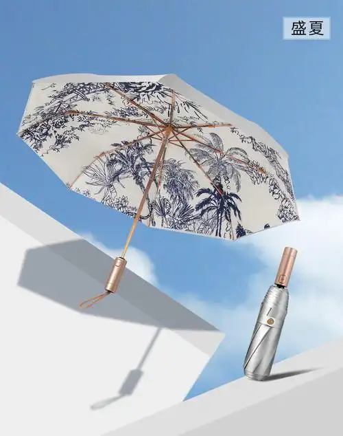 雨伞两用黑胶遮阳伞 钛银双层-德国智能温度感应手柄-【盛夏】【图片