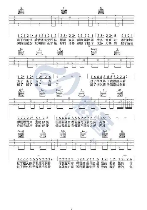 走马吉他谱c调精编版悠音课堂编配陈粒