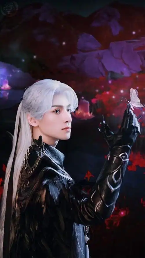 罗云熙新古装黑衣银发高冷帅气有种犬夜叉中杀生丸的感觉