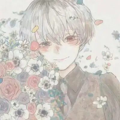 淡色系捧花小清新男头像手绘