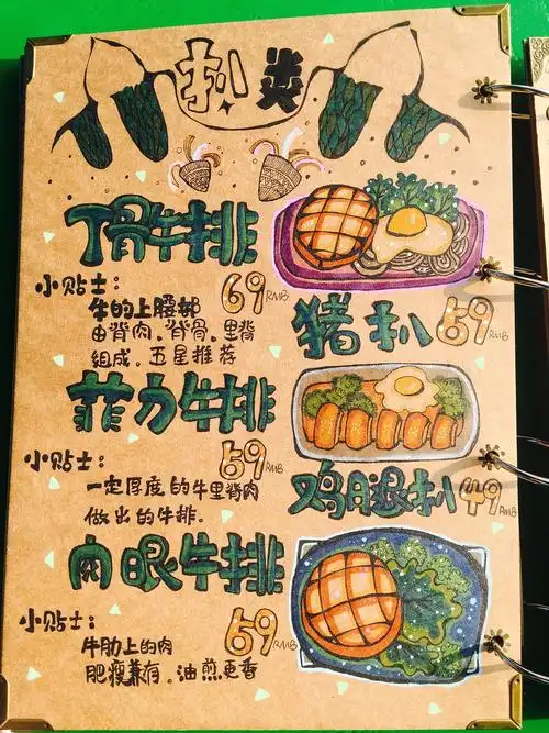 猫眼西餐厅原创手绘菜单