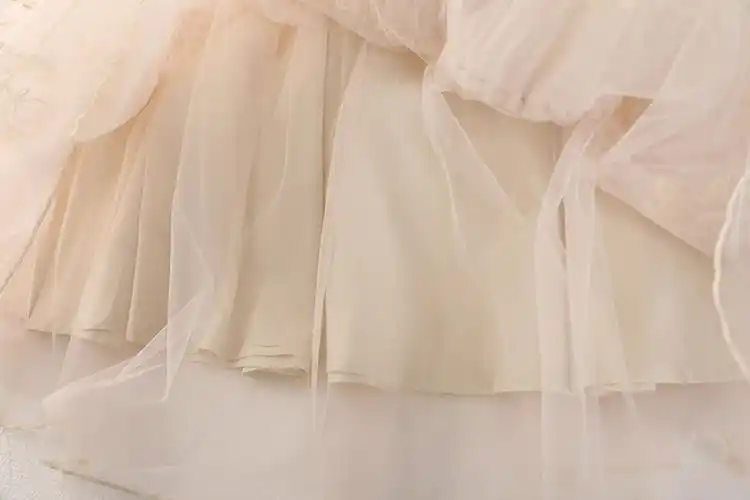 纱纱裙半身春夏新款别致长裙款裙子法式蝴蝶结纱裙女杏色s