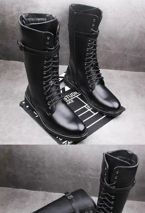 长筒靴男加绒秋季长筒冬季男士马丁靴子高帮男靴高筒靴骑马靴潮流高邦