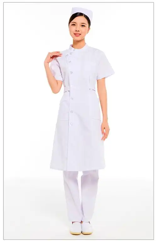 夏季护士服短袖白色粉色蓝色美容院工作服长袖女护士白大褂药店服
