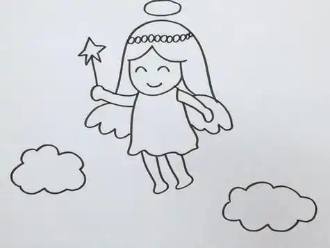 简笔画小天使 简单上手天使简笔画画法可爱天使女孩简笔画彩色画法